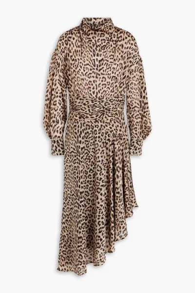 Асимметричное платье миди из бархата деворе с леопардовым принтом Iro, цвет Animal print