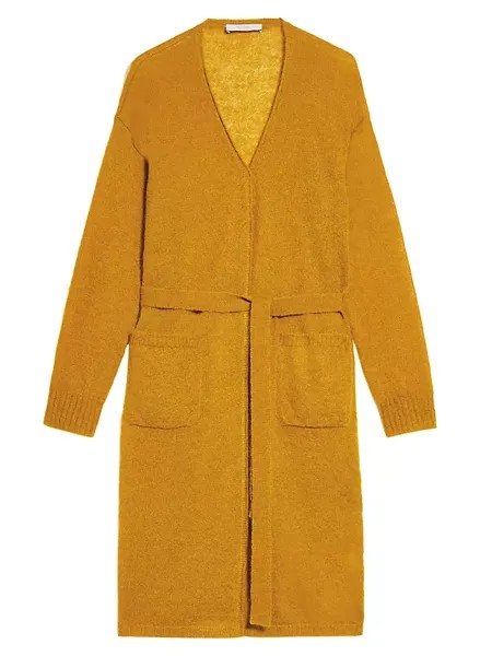 Длинный кардиган из смеси мохера с запахом Max Mara Leisure, цвет ochre