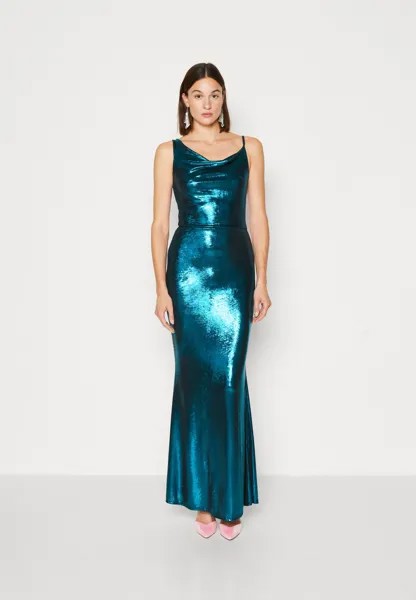 Платье из джерси PARTY METALLIC ASYMMETRIC MAXI WAL G., цвет dark teal blue