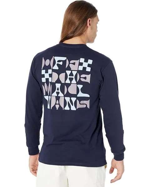 Футболка с длинным рукавом Vans Checker Type Long Sleeve Tee, темно-синий
