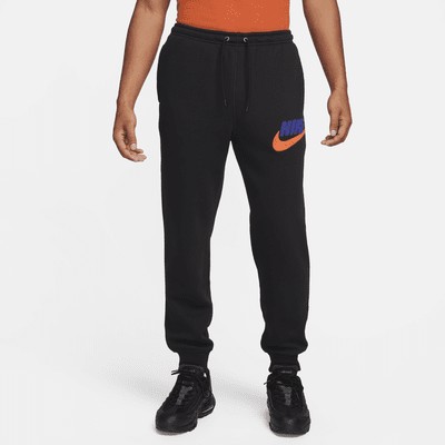 Джоггеры Nike Club Fleece, цвет Black/Black/Safety Orange