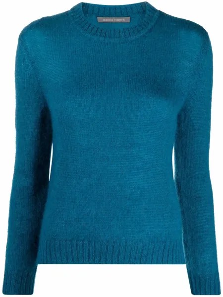 Alberta Ferretti purl-knit ribbed-trim jumper