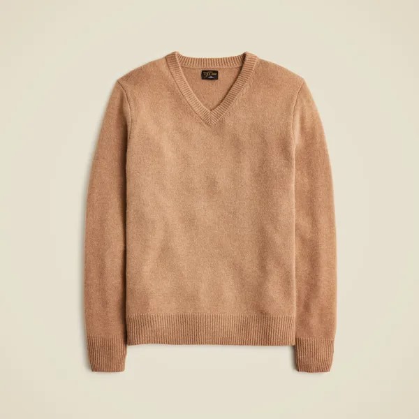Свободный свитер средней плотности из кашемира с V-образным вырезом J.Crew, коричневый