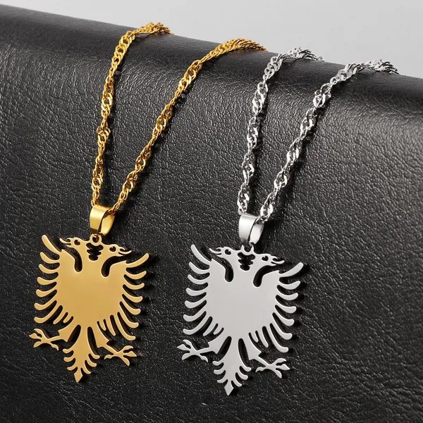 Нержавеющая сталь албанский орел Ожерелье женщин мужчин Unisex Цепь Necklaces Тайна Подарки для детей