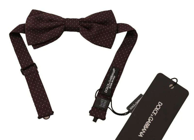 Мужской галстук-бабочка DOLCE - GABBANA, коричневый, шелковый в горошек, с регулируемым воротником, папийон, рекомендуемая розничная цена 200 долларов США.