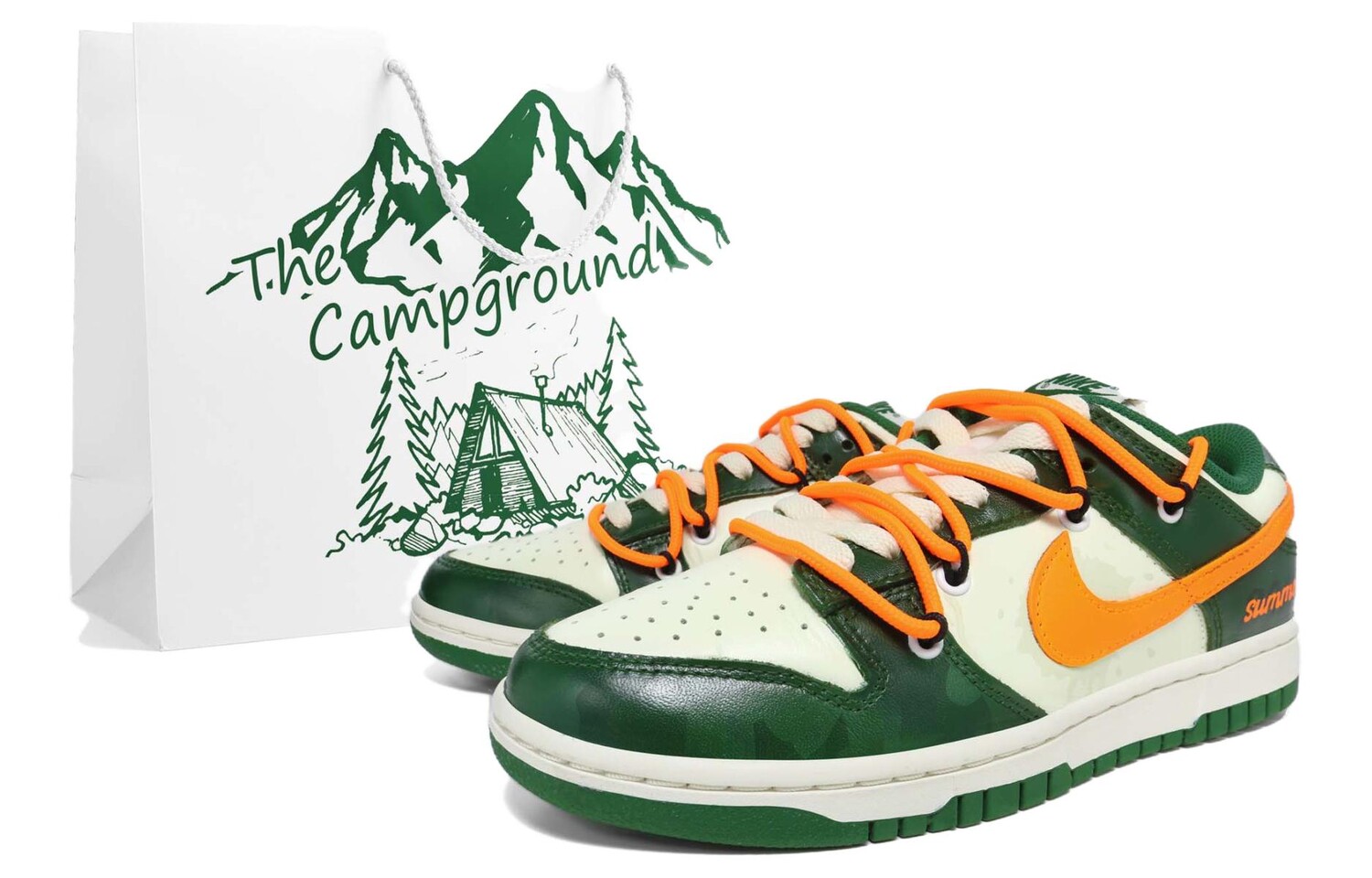 Кроссовки Nike Dunk Skateboarding Shoes Women's Low-top Orange, зеленый