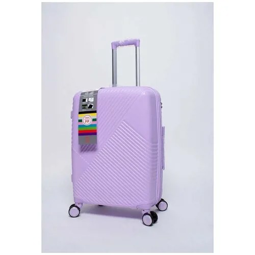 Умный чемодан Impreza, полипропилен, водонепроницаемый, усиленные углы, опорные ножки на боковой стенке, увеличение объема, рифленая поверхность, ребра жесткости, 78 л, размер L, фиолетовый