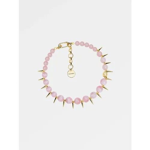 Колье RUSHEV BUBBLE GUM, кварц, длина 36 см, розовый, золотой