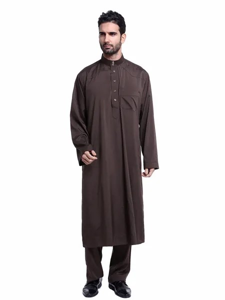 Однотонный Повседневный модный мужской костюм из пакистана, Саудовской Аравии, Мужская одежда, мусульманская Арабская мужская одежда