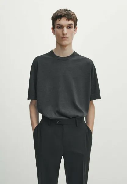 Базовая футболка SHORT SLEEVE BLEND Massimo Dutti, темно-серый