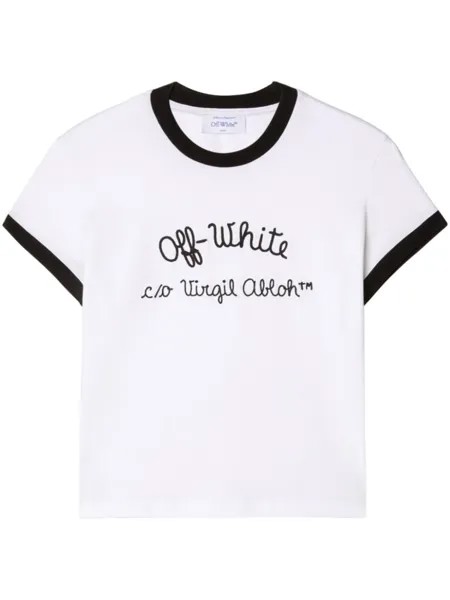 Off-White футболка с вышитым логотипом, белый