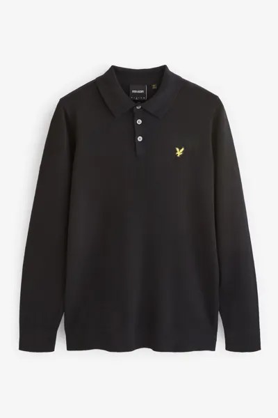 Черная трикотажная рубашка-поло с длинными рукавами Lyle & Scott, черный