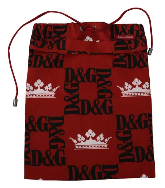 DOLCE - GABBANA Сумка-пылесборник Красная сумка для обуви на шнурке с принтом DG Crown 32x25см