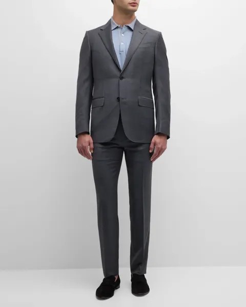 Мужской двухцветный шерстяной костюм в клетку ZEGNA, цвет Dark Gray Check