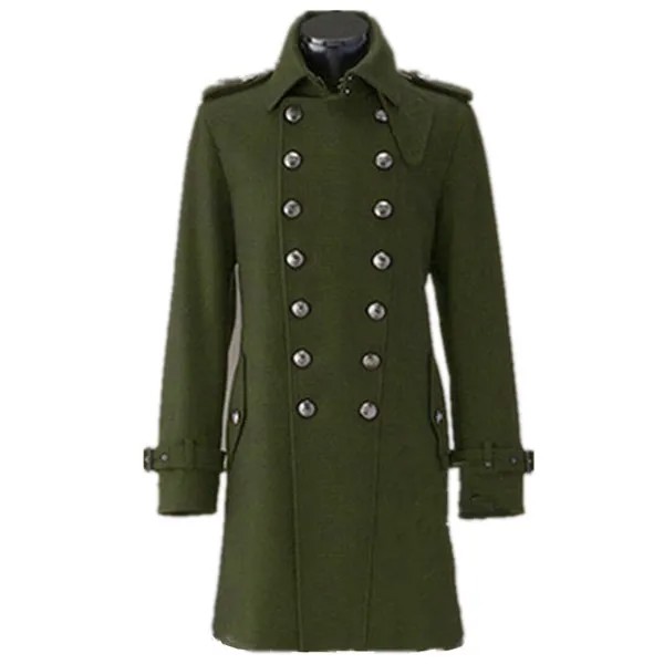 Немецкое армейское пальто времен Второй мировой войны, зимние шерстяные пальто, двубортные мужские толстые шерстяные пальто черного цвета,...