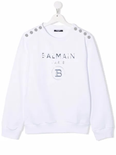 Balmain Kids толстовка с тисненым логотипом