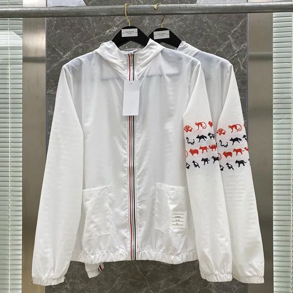 2021 Модная брендовая мужская куртка TB THOM с УФ-защитой и рукавами с рисунком животных, уличные пальто, повседневная кожаная ветровка с капюшон...