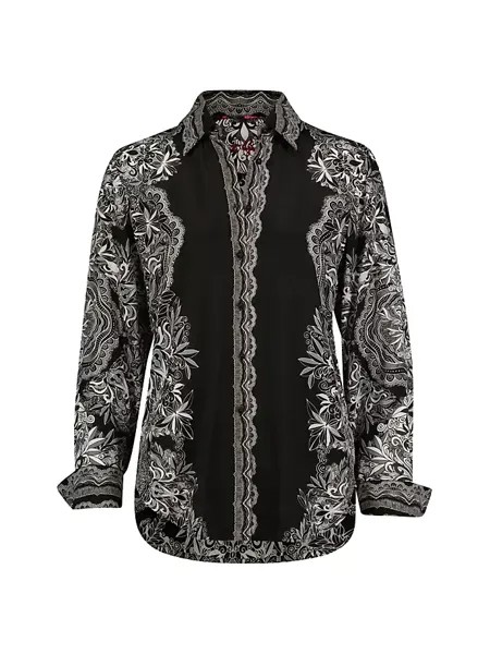 Рубашка Gabriela из смесового шелка с цветочным принтом Robert Graham, черный