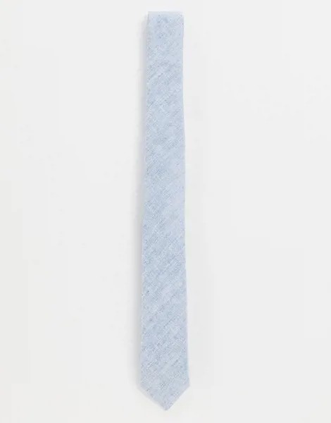 Голубой узкий фактурный галстук ASOS DESIGN-Синий