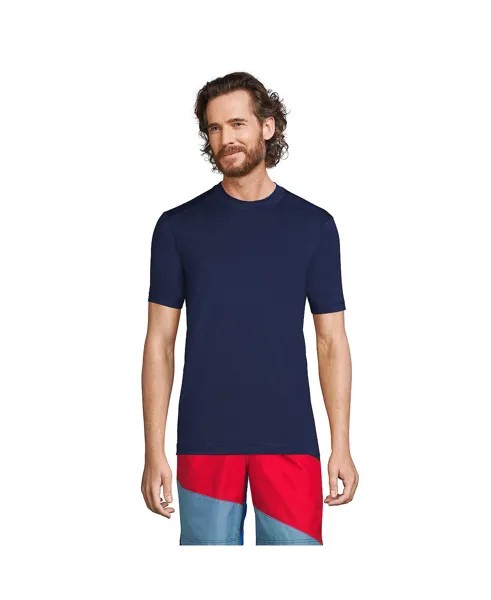 Мужская высокая футболка для плавания с короткими рукавами UPF 50, рашгард Lands' End