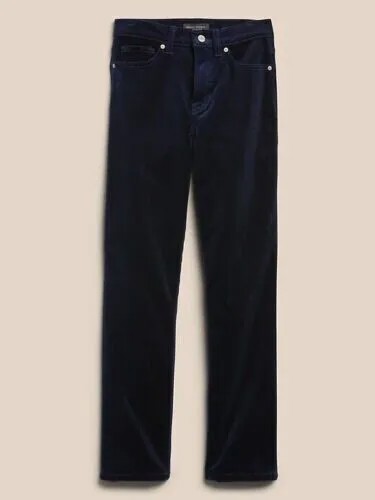 Темно-синие прямые вельветовые брюки Banana Republic с высокой посадкой до щиколотки, размер 35, размер 20