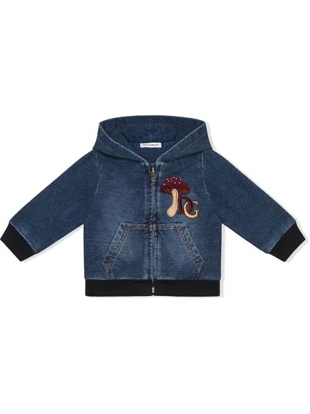 Dolce & Gabbana Kids джинсовое худи с вышивкой
