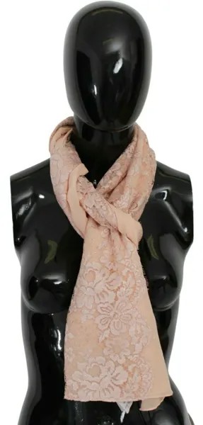 DOLCE - GABBANA Шарф Шелковый розовый кружевной платок с цветочным принтом на шее 56см x 190см Рекомендуемая розничная цена 650 долларов США