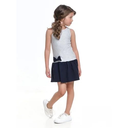Платье Mini Maxi, однотонное, размер 116, серый, синий