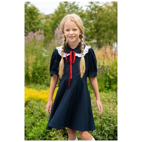 Школьное платье Leya.me, комплект, размер 140, синий