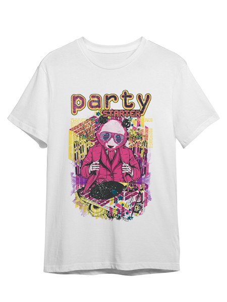 Футболка унисекс СувенирShop Абстракция Party Starter / Панда / Panda 113 белая L (48-50)