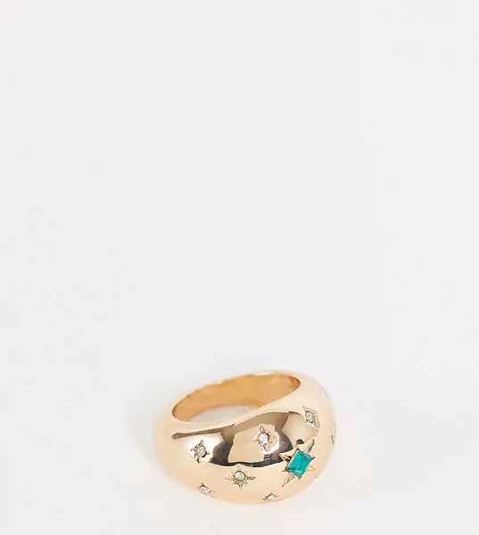 Золотистое объемное кольцо со вставками из страз в виде звезд Reclaimed Vintage Inspired-Золотистый