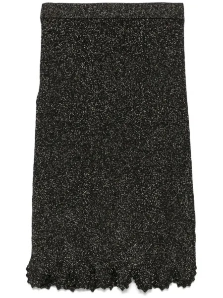 Трикотажная юбка миди с фестонами Chloé, черный