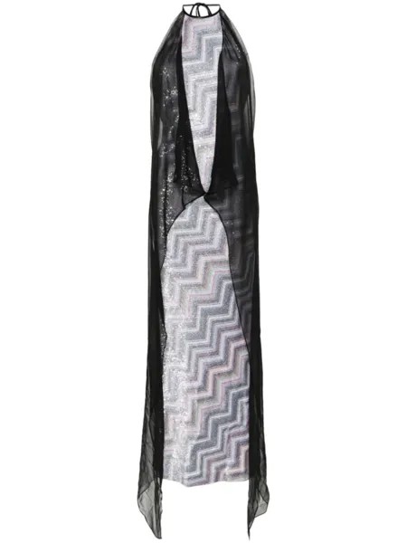 Missoni платье Caperdoni с вырезом халтер и пайетками, серебристый