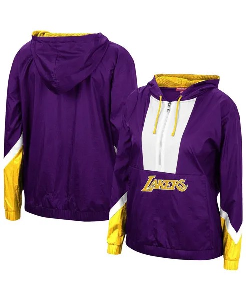 Женская фиолетовая ветровка 2.0 с полумолнией Los Angeles Lakers с капюшоном Mitchell & Ness