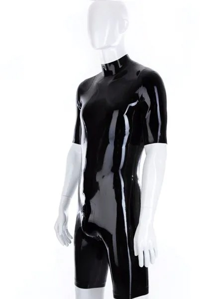 Латексный комбинезон с рукавом до локтя, сексуальные резиновые комбинезоны, облегающая мужская одежда черного цвета, комбинезон в стиле фе...