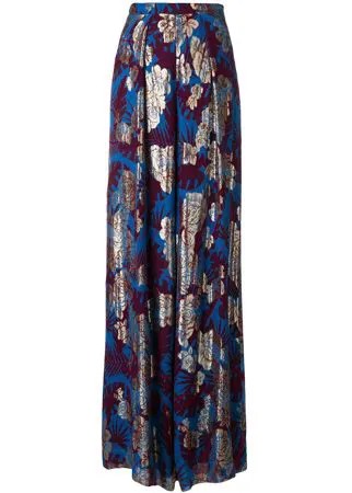 Talbot Runhof metallic floral wide-leg trousers