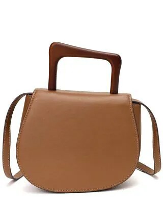 Женская кожаная сумка-портфель с деревянной ручкой Tiffany - Fred Paris, коричневая
