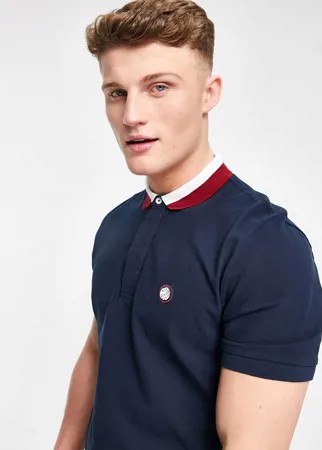 Темно-синее поло с воротником Pretty Green Tilby-Темно-синий