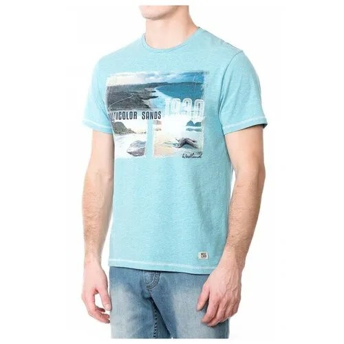 Мужская футболка WESTLAND W3397 AQUA_MELANGE голубая размер XXXL