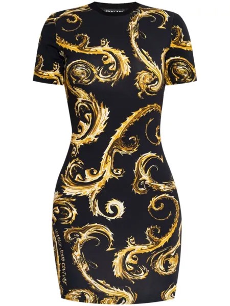 Versace Jeans Couture платье-футболка с принтом в стиле барокко, черный