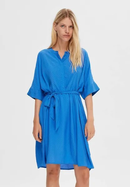 Классическая рубашка Selected Femme SLFIRENE VIOLA SS NOOS, туманности синий