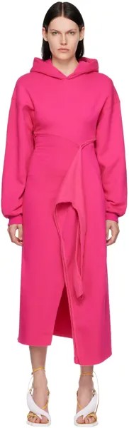 Розовое платье-миди с капюшоном Ottolinger