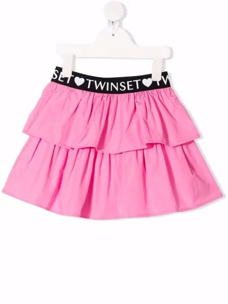 TWINSET Kids юбка с логотипом и оборками