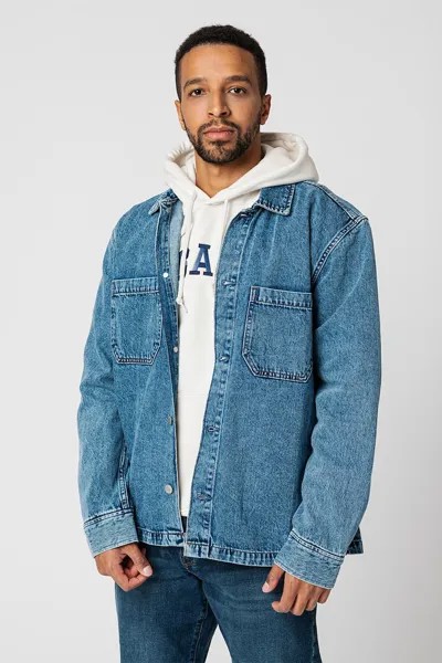 Джинсовая куртка-рубашка с карманами Gap, синий