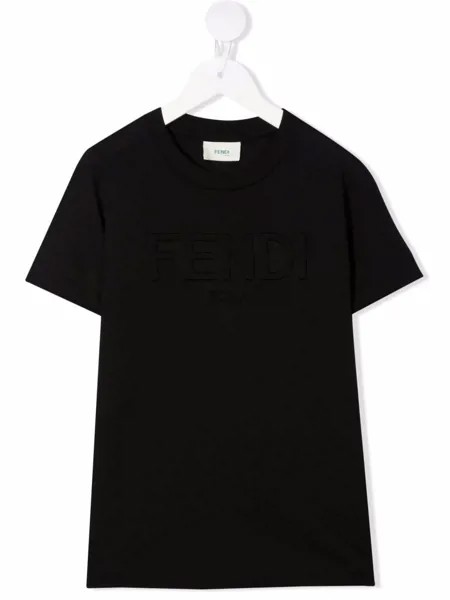 Fendi Kids футболка с тисненым логотипом
