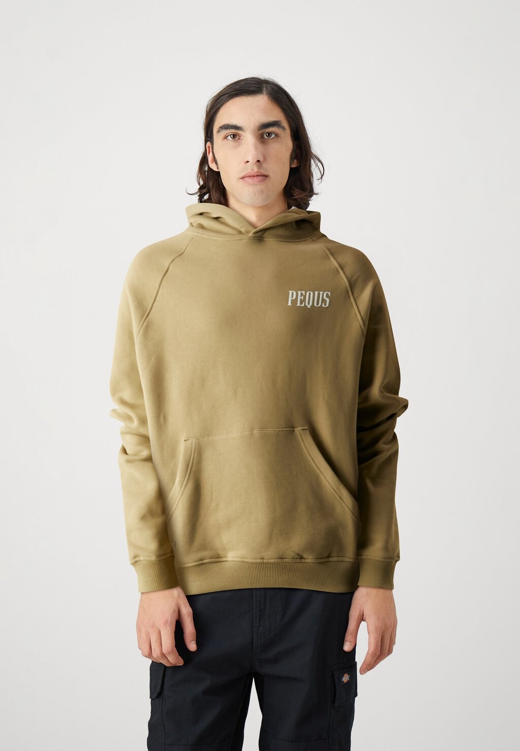 Толстовка BACK LOGO HOODIE UNISEX PEQUS, цвет olive green