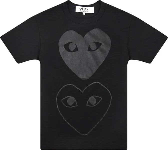 Футболка Comme des Garçons PLAY Double Hearts T-Shirt 'Black/Black', черный