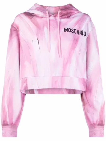Moschino укороченное худи с принтом Brushstroke, розовый
