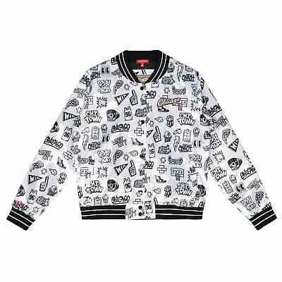 Женская атласная куртка Mitchell - Ness белого/черного цвета NBA Chicago Bulls Doodle - XL