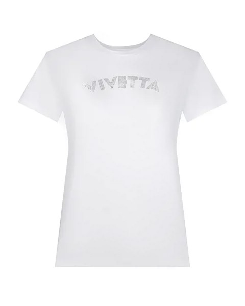 Белая футболка с лого из стразов Vivetta
